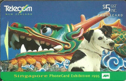 New Zealand: Telecom - 1995 Phonecard Exhibition Singapore, Spot At Dragonworld Park - Nuova Zelanda