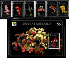 Jersey 1999 - Mi.Nr. 877 - 882 + Block 22 - Postfrisch MNH - Blumen Flowers Orchideen Orchids - Orchidee