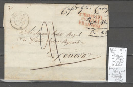 France -Lettre Du Paquebot De La Méditerranée  BOSPHORE Pour Genes - 1853 - Maritieme Post