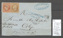 France -Lettre Du Paquebot De La Méditerranée  EUPHRATE  + Griffe POSTE FRANCAISE D'ALEP - 1863 - Correo Marítimo