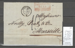 France -Lettre Du Paquebot De La Méditerranée  EUPHRATE  -1857 - Constantinople Pour Marseille - Posta Marittima