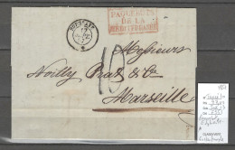 France -Lettre Du Paquebot De La Méditerranée  EUPHRATE  -1857 - Constantinople Pour Marseille - Maritieme Post