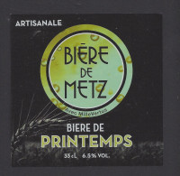 Etiquette De Bière De Printemps -  Brasserie Bière De Metz  à  Jury  (57) - Cerveza