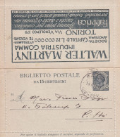 1919  Biglietto Postale  15c Con  Pubblicità  Walter Martiny GOMME PIENE PER CAMION TACCHI SUOLE IMPERMEABILI - Cars