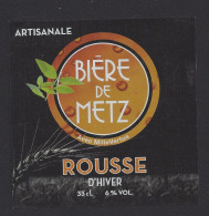 Etiquette De Bière Rousse D'Hiver -  Brasserie Bière De Metz  à  Jury  (57) - Cerveza