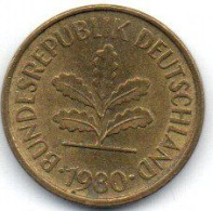 5 Pfennig 1980F  (face Pile Unique Pour Toutes Pièces) - 5 Pesetas