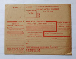 Mandat Carte De Versement à Un C/C Postal - Vierge PTT N° 1418 A  Postes-Télégraphes-Téléphones - Documenti Della Posta