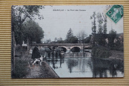 CP 28 COURVILLE Le Pont Des Canaux Toilée Couleur 1909 - Courville