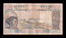 West African St. Senegal 5000 Francs 1989 Pick 708Kd Bc/Mbc F/Vf - États D'Afrique De L'Ouest