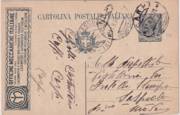 1919  INTERO Postale  15c Con  Pubblicità  OFFICINE MECCANICHE ITALIANE LOCOMOTORI E AIUTOTRATRICI ELEGTTRICHE - Cars