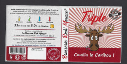 Etiquette De Bière  Triple  -  Couillu Le Caribou   -    Brasserie Rich'Mousse  à  Richemont  (57) - Bière