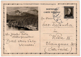 Czechoslovakia Postcard 1.20 Crowns Tešedíkovo (Hungarian: Pered) "TATRAS" 14 October 1936 - Postkaarten