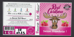 Etiquette De Bière  Red Caribou  -  Saison Framboise  -    Brasserie Rich'Mousse  à  Richemont  (57) - Cerveza