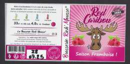 Etiquette De Bière  Red Caribou  -  Saison Framboise  -    Brasserie Rich'Mousse  à  Richemont  (57) - Birra