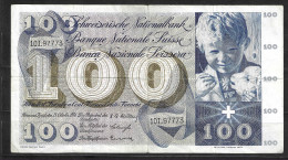 1956 - SVIZZERA - 100 FRANCHI - CIRCOLATA - - Suiza