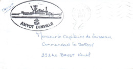 ENVELOPPE AVEC CACHET AVISO AMYOT D' INVILLE LE 26/10/1987 - Poste Navale