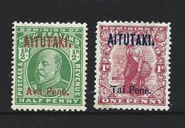 Aitutaki 1911 - 1916 Overprints On NZ KEVII 1/2d & 1d MLH - Aitutaki