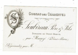 Carte De Visite SOUBIREAU PERE FILS Domaine Du Petit Breuil Mauzé COGNAC DES CHARENTES - Cartes De Visite