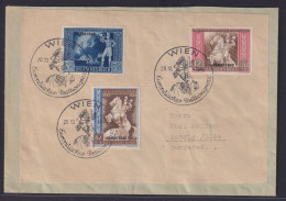 Österreich Ostmark Brief Karte 823-825 Postkongress Wien Nach Aussig Elbe - Storia Postale