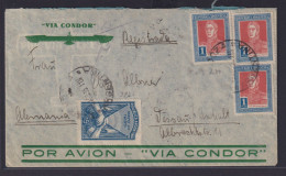 Flugpost Airmail Condor Argentinien Brief Absender Zirkus Sarrasani Mendoza - Flugzeuge