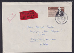 Bahnpost DDR Eilbrief 2787 EF 70 Pfg Marx Berlin BPA N Friedrichsbrunn Via Halle - Lettres & Documents