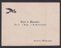 Postkarte Ab Graudenz Westpreußen Deutsche Ostgebiete V. Curt V. Quander - Briefe U. Dokumente