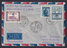 Flugpost Brief Air Mail SAS Erstflug Stockholm Riga Moskau Zuleitung Österreich - Briefe U. Dokumente