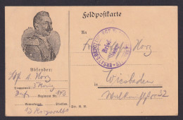 Feldpostkarte Ab Strassburg Frankreich N. Wiesbaden Hessen 18.02.1916 - Covers & Documents