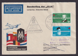 Flugpost Brief Air Mail KLM Sonderflug Leipzig Amsterdam Auf Tollem Umschlag - Brieven En Documenten