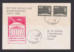 Flugpost Brief Air Mail Schweden SAS Erstflug Stockholm Montreal Kanada 4.7.1958 - Storia Postale