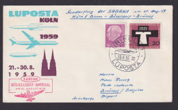 Flugpost Brief Sabena Düsseldorf Brüssel Belgien Luposta Philatelie Bund Heuss - Lettres & Documents