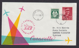 Flugpost Brief Air Mail SAS Caravelle Erstflug Oslo Norwegen Hamburg 1.4.1960 - Brieven En Documenten