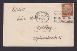 Heidelberg Baden Württemberg Deutsches Reich Drittes Reich Brief SST Vermeidet - Cartas & Documentos