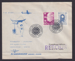 Flugpost Brief Air Mail SAS Schweden Stockholm Tokio 25.4.1951 - Cartas & Documentos