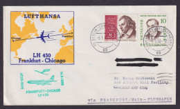 Flugpost Brief Air Mail Lufthansa LH 430 Frankfurt Chicago USA 6.5.1960 - Lettres & Documents