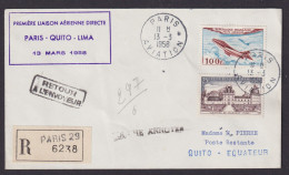 Flugpost Air Mail Brief Erstflug Paris Frankreich Quito Lima Via Ecuadir - Cartas & Documentos