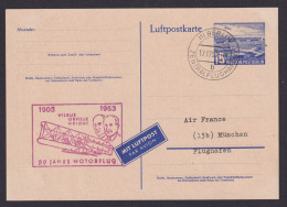 Flugpost Brief Air Mail Berlin Ganzsache Mit SST 50 Jahre Motorflug Gebr. Wrigh - Postales - Usados