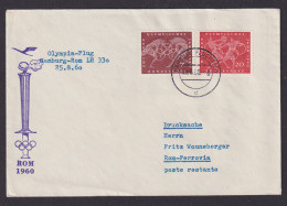 Flugpost Brief Air Mail Lufthansa LH 330 Olympia Flug Hamburg Rom Italien - Cartas & Documentos