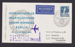 Flugpost Brief Air Mai Int. Jugend Kongress Philatelie Caravelle Ab Berlin Nach - Cartas & Documentos