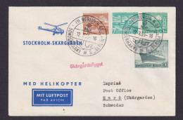 MED Helikopter Flugpost Brief Air Mail Berlin Privatganzsache 2 WST + ZuF Bauten - Lettres & Documents