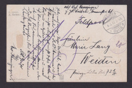 Briefmarken Deutsches Reich Feldpost Aber Nachgebühr 15 Auf Ansichtskarte - Brieven En Documenten