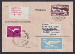 Flugpost Brief Air Mail Lufthansa Frankfurt Hamburg Zuleitung Saar Mettlach - Usati