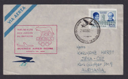 Flugpost Brief Air Mail Argentinien Buenos Aires Rom Nach Jena AA Aerolineas - Flugzeuge