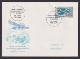 Flugpost Air Brief Mail Schweiz Gedenkpostflug Bern Locarno 13.7.1963 - Brieven En Documenten
