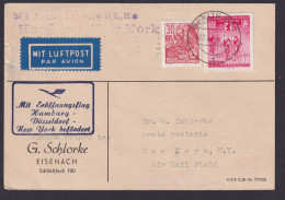 Flugpost Brief Air Mail Erstflug Lufthansa Hamburg New York USA Zuleitung - Cartas & Documentos