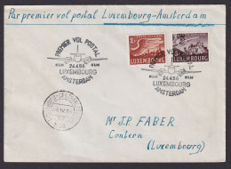 Flugpost Brief Air Mail Luxemburg Erstflug KLM Amsterdam Niederlande 24.4.1956 - Briefe U. Dokumente