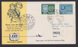 Polarpost Flugpost Brief Air Mail Norwegen SAS Kopenhagen Tokio Via Nordpol - Storia Postale