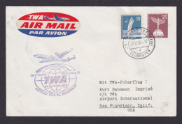 Flugpost Brief Air Mail Berlin Ganzsache 25 Pfg. Stadtbilder + ZuF TWA Polar - Lettres & Documents