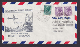 Flugpost Brief Air Mail Pan America Erstflug Rom Italien Chicago USA N. New York - Usati