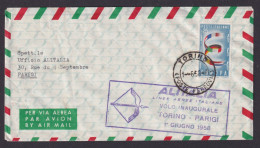 Flugpost Brief Air Mail Italien Alitalia Torino Parigi Paris Frankreich 1.6.1956 - Oblitérés